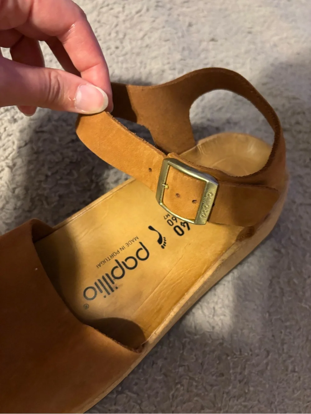 Papillio Birkenstock Soley Cognac Leather Wedge Sandals EU 40 US 9-9.5